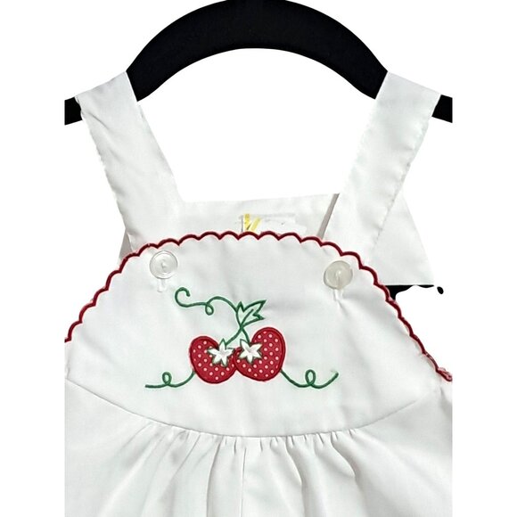 Vintage Healthtex Baby Girls White Romper With Strawberry Embroidery 12 Months - Picture 5 of 8